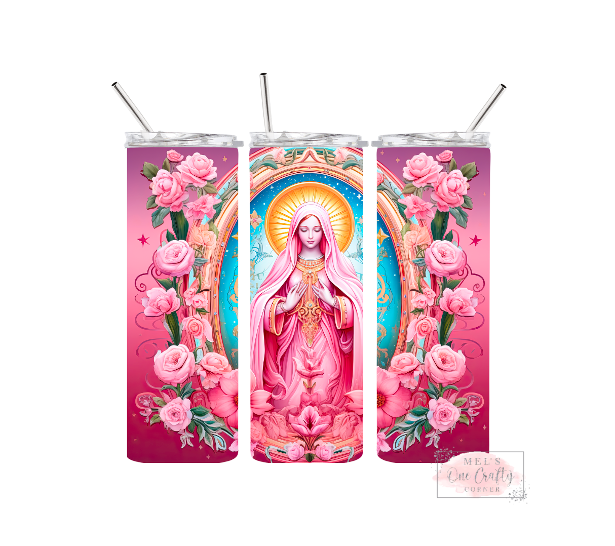 Sublimation Print Tumbler - Pink Guadalupe