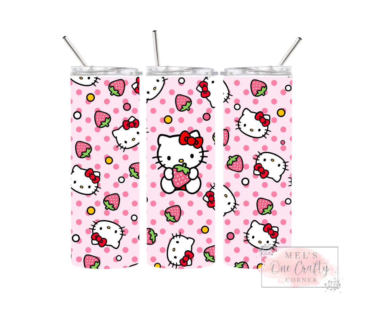 Sublimation Print Tumbler - Strawberry Kitty