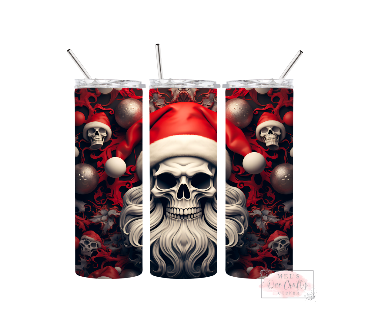Sublimation Print Tumbler Wrap - Christmas Skull