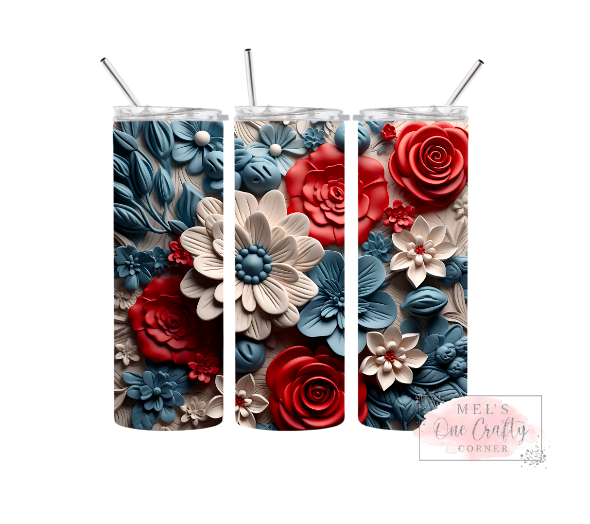 Patriotic Floral Tumbler