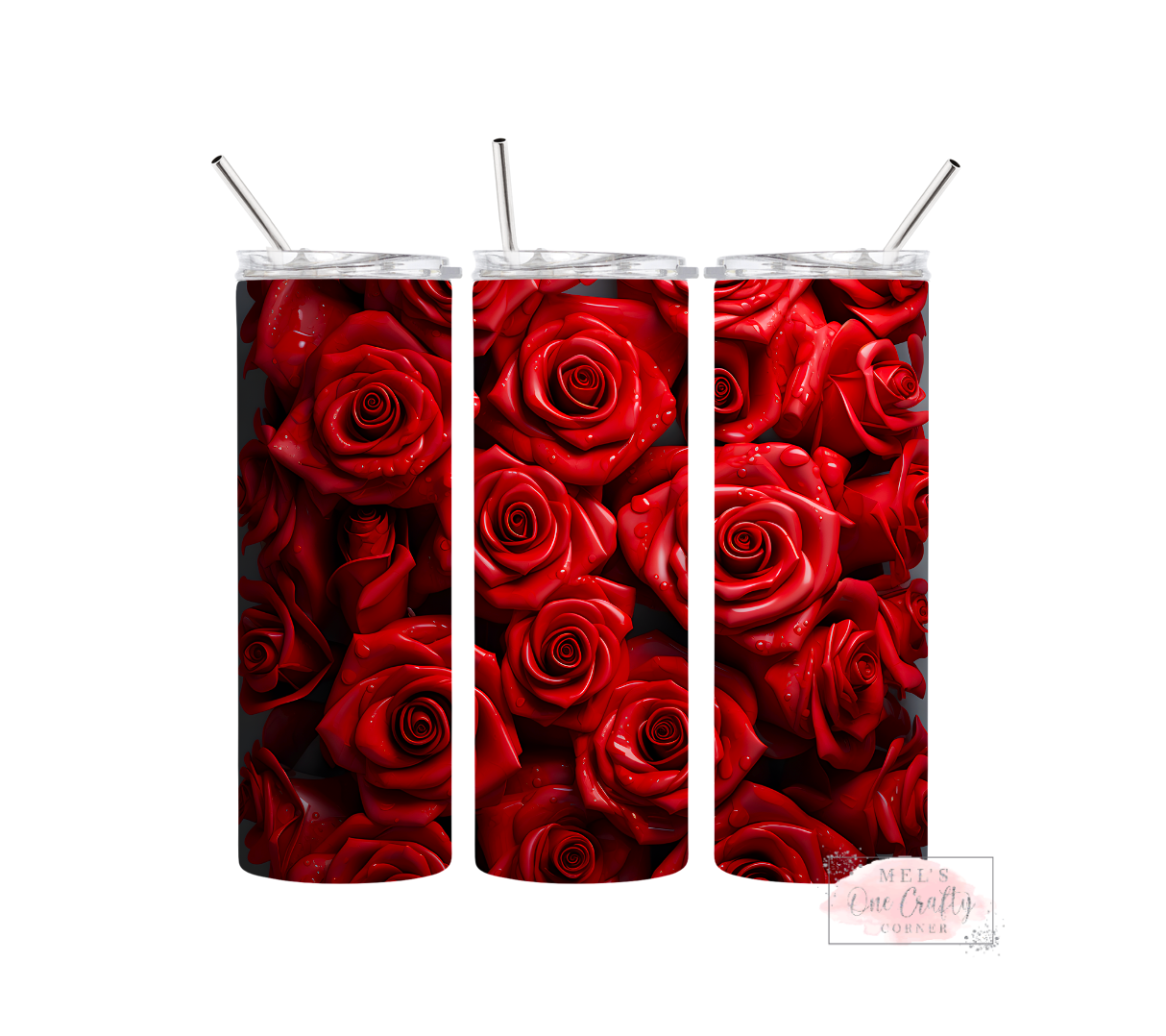 Wet Roses Floral Tumbler