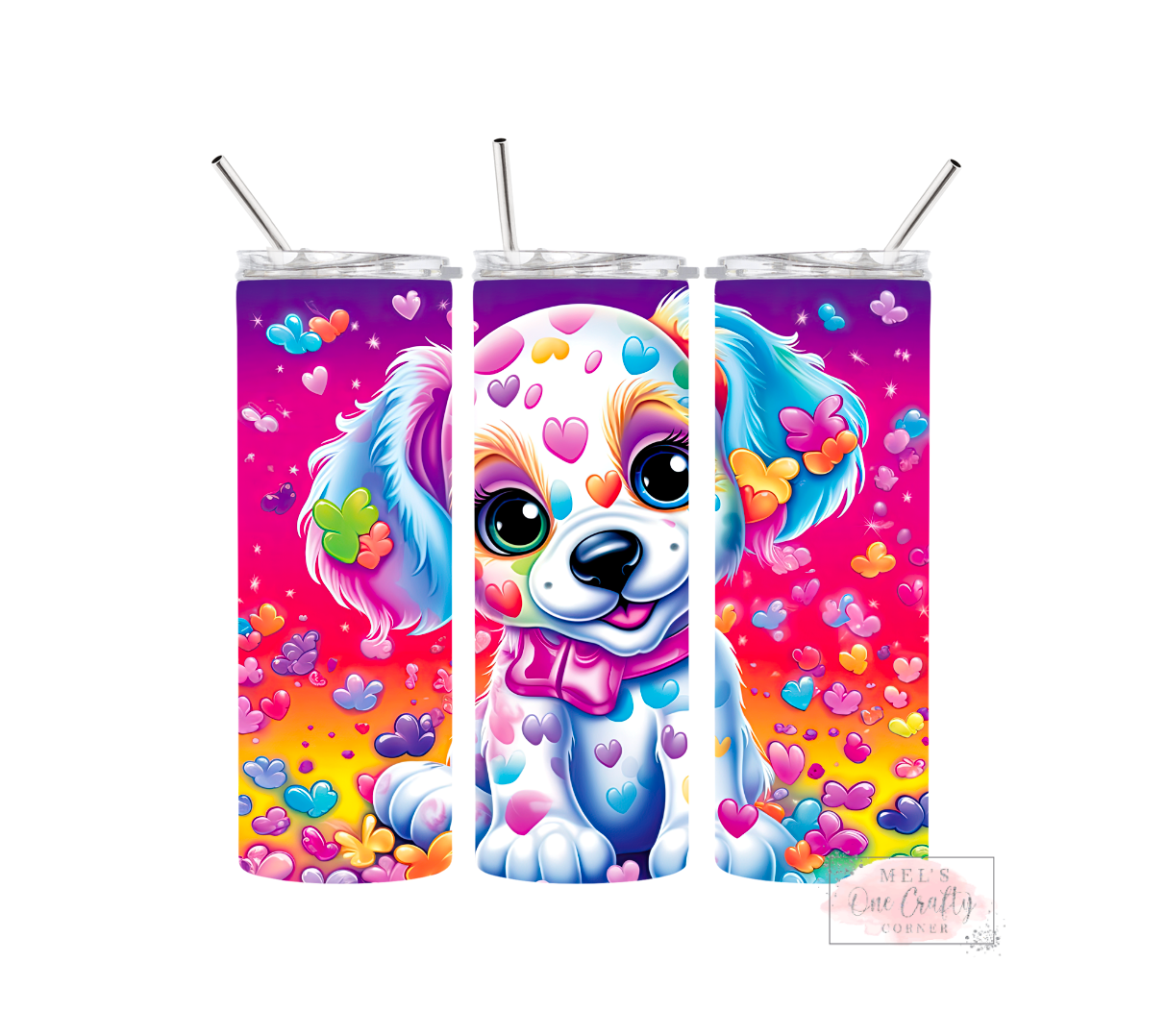 Sublimation Print Tumbler Wrap - Colorful Puppy Hearts