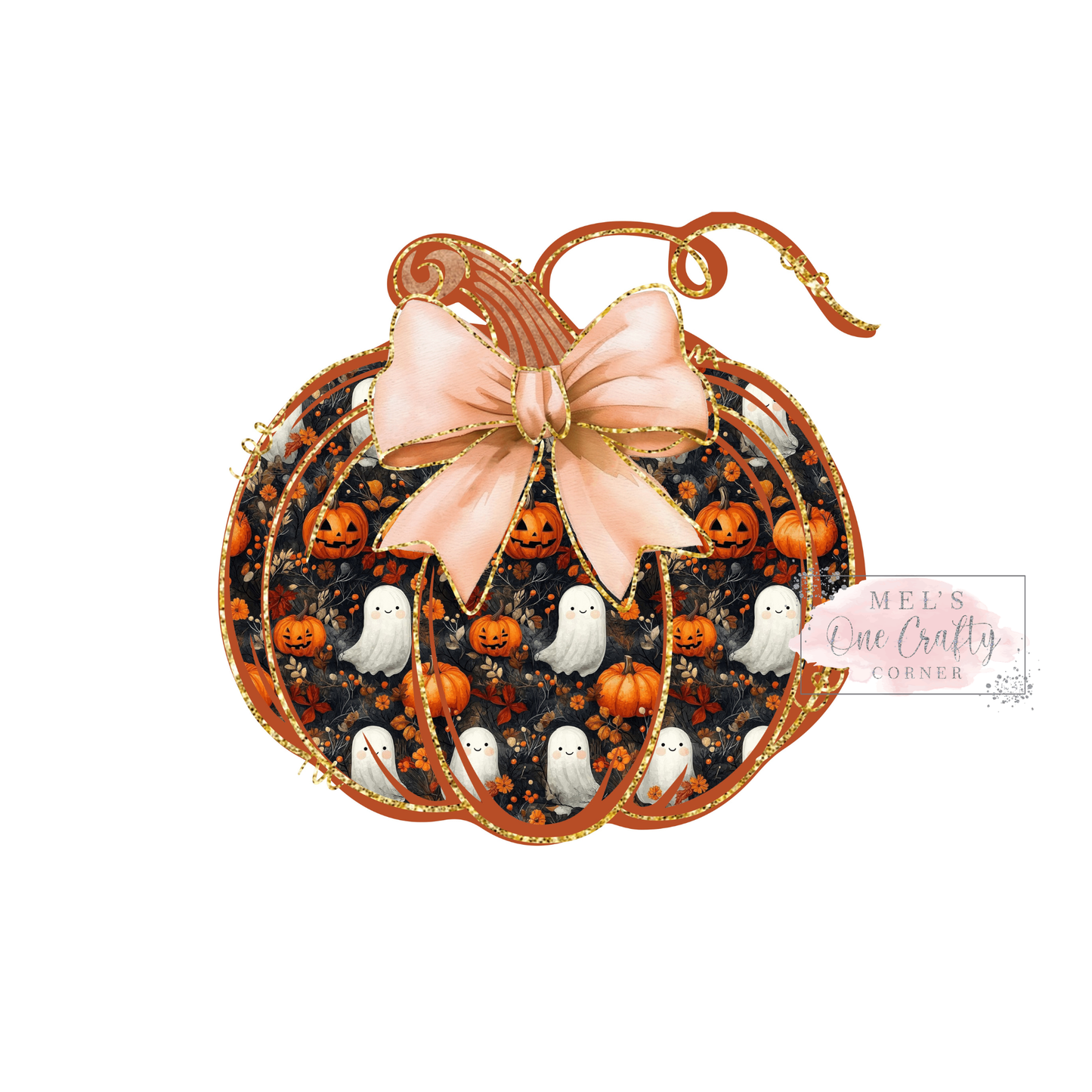 Preppy Ghost Pumpkin - DTF Transfer