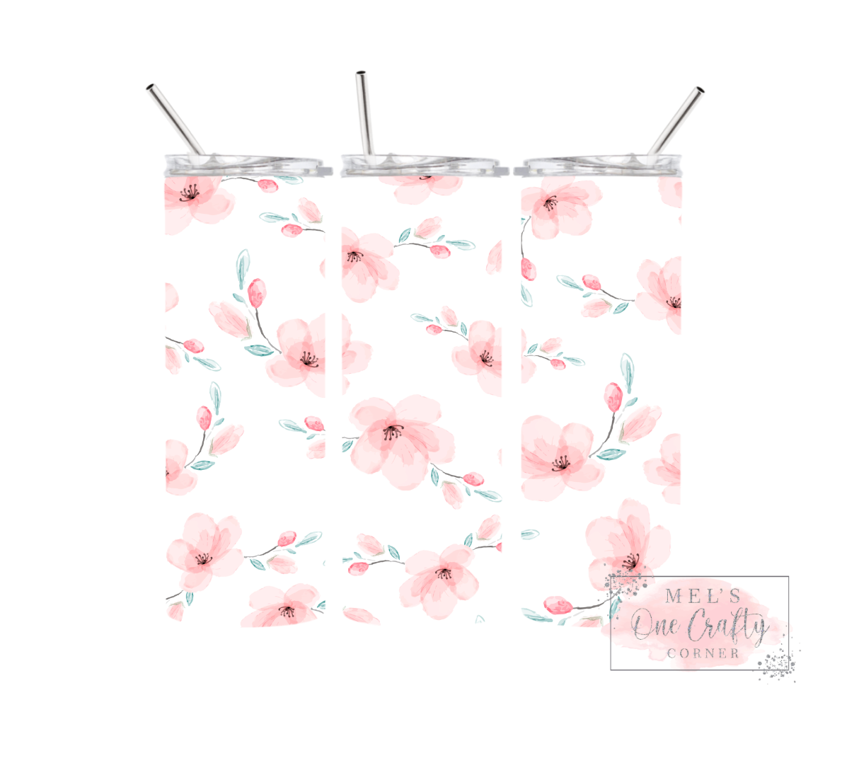Sublimation Print Tumbler Wrap - Floral Watermark