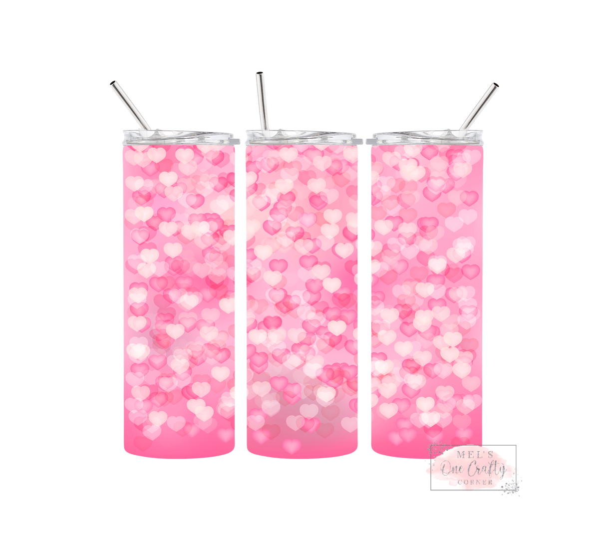 Sublimation Print Tumbler Wrap - Pink Heart Bubbles