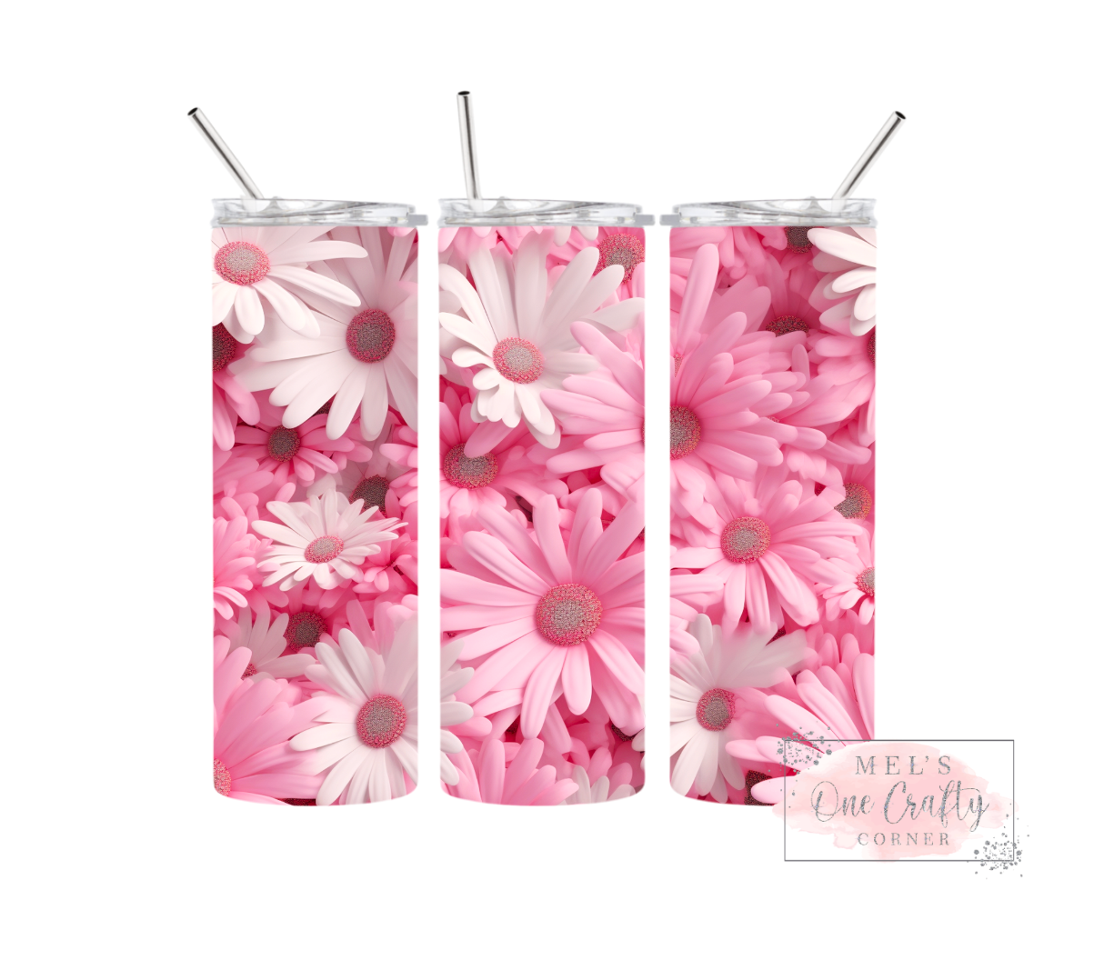 Pink & White Daisies Tumbler