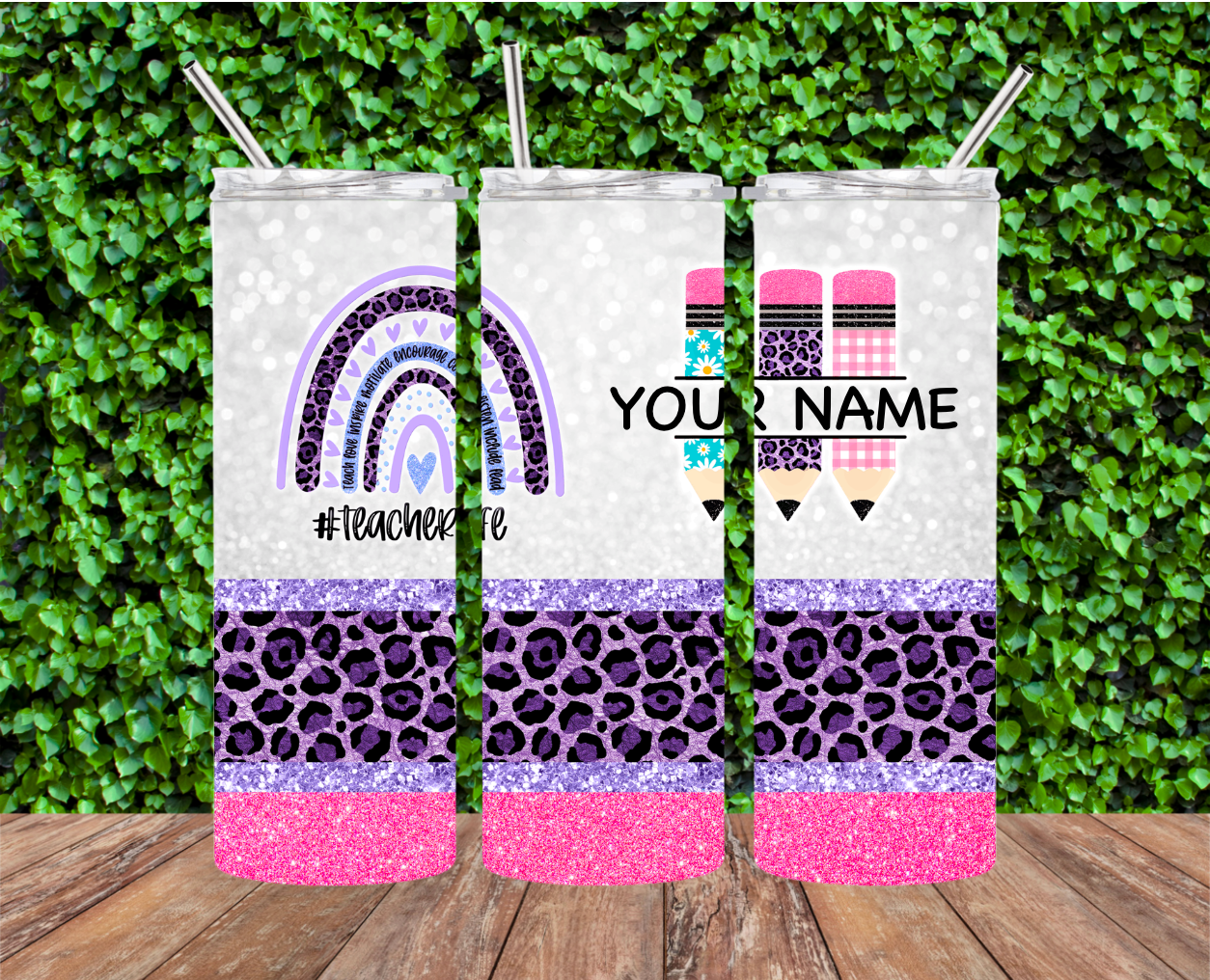 Teacher Purple Leopard Tumbler