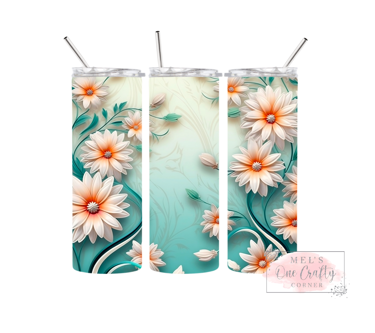Sublimation Print Tumbler Wrap - Teal Floral