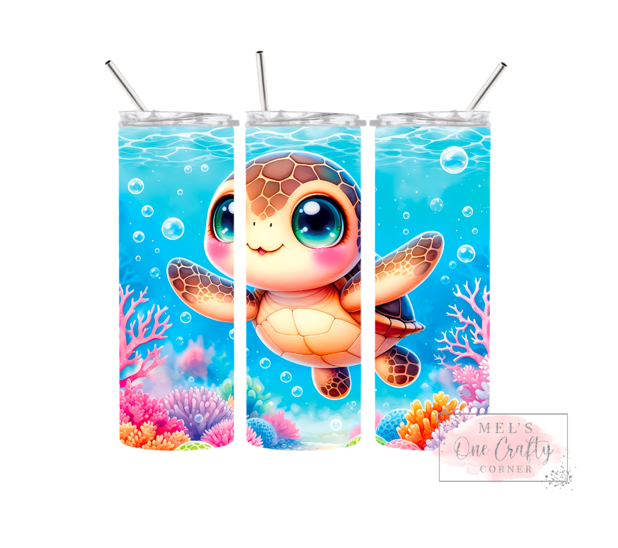 Sublimation Print Tumbler - Cute Sea Turtle