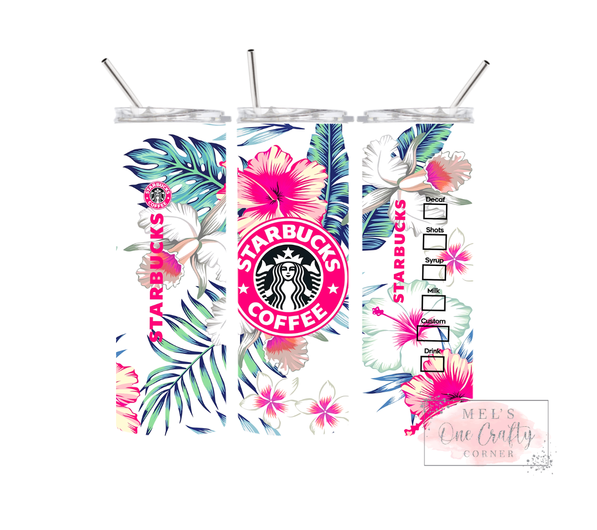 Sublimation Print Tumbler Wrap - Pink Coffee