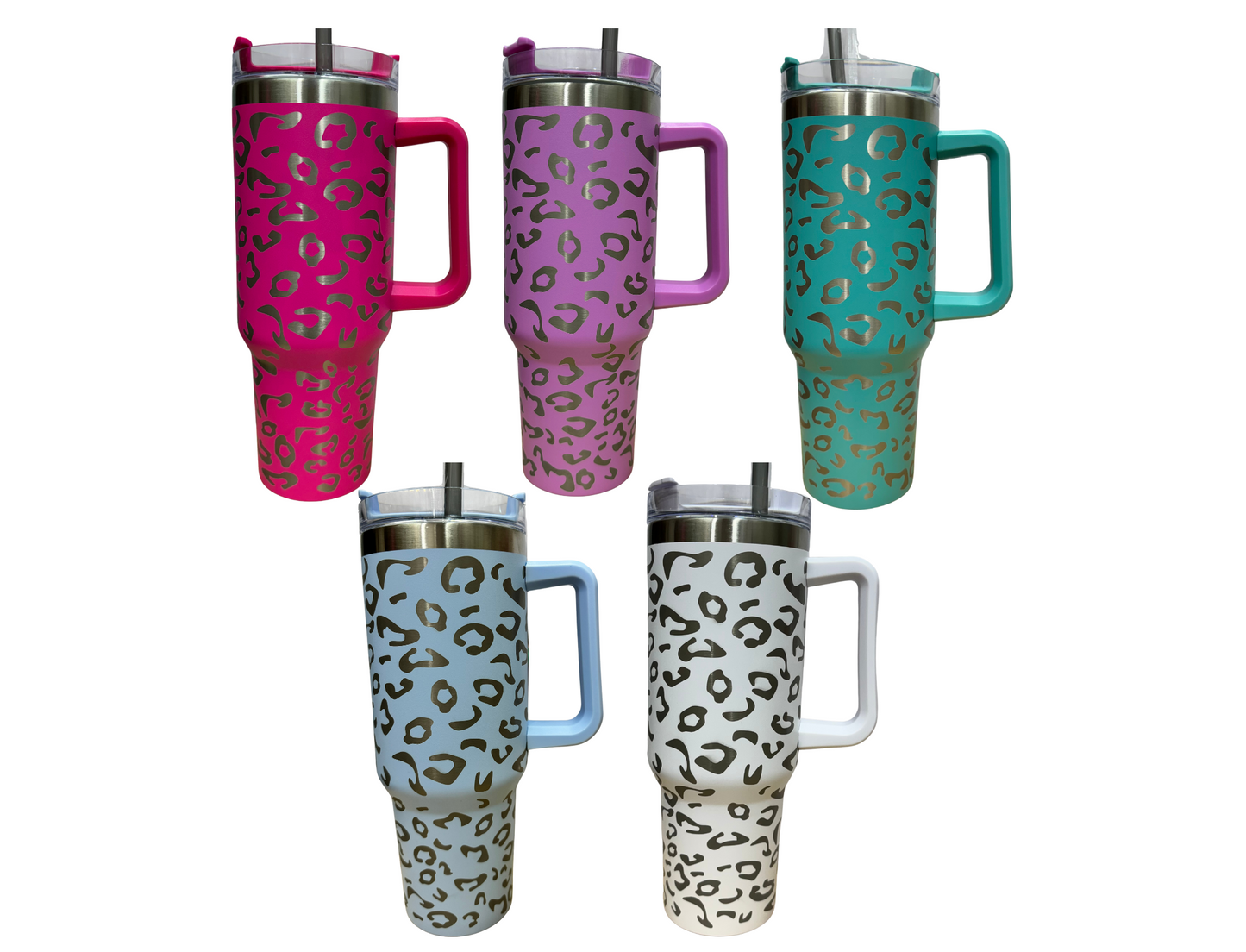 40 oz Leopard Tumbler w/handle