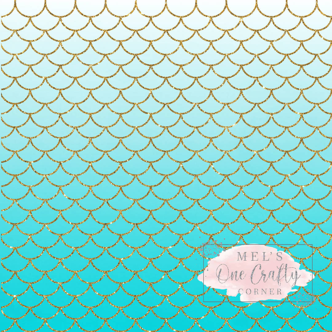 12x12 Vinyl Sheet - Mermaid Scales Teal