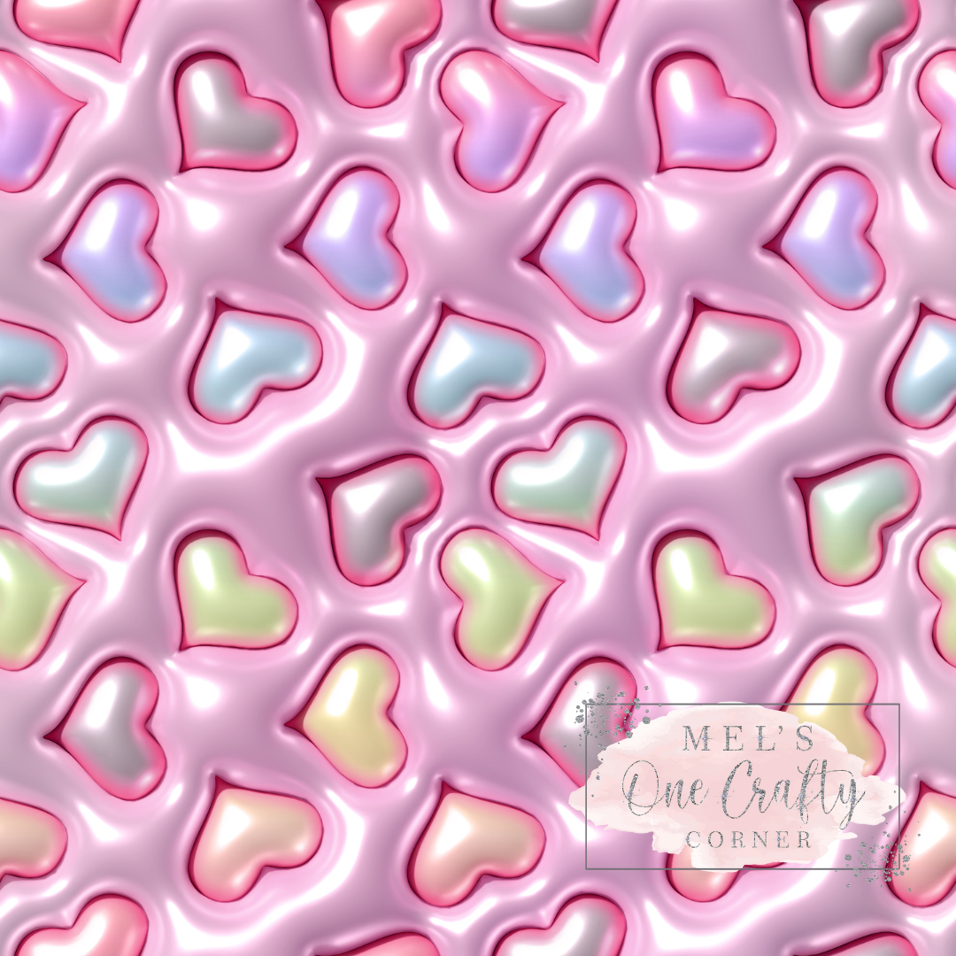 12x12 Vinyl Sheet - Rainbow Heart Bubble