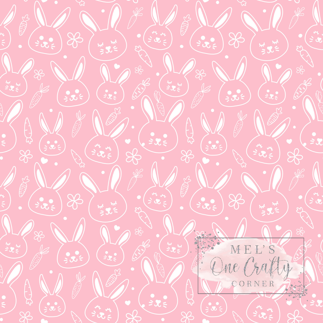 12x12 Vinyl Sheet - Pink Bunnies