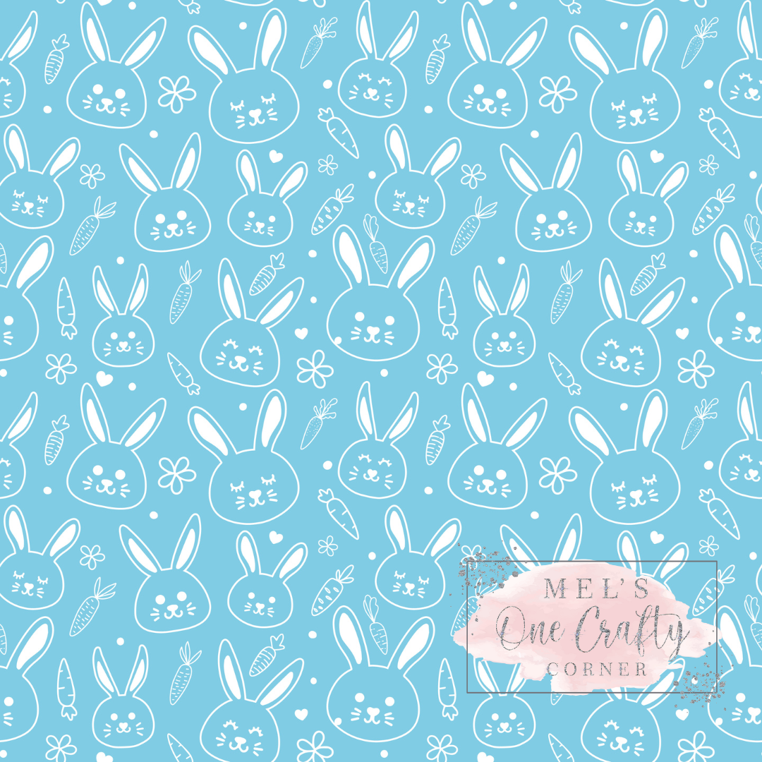 12x12 Vinyl Sheet - Blue Bunnies
