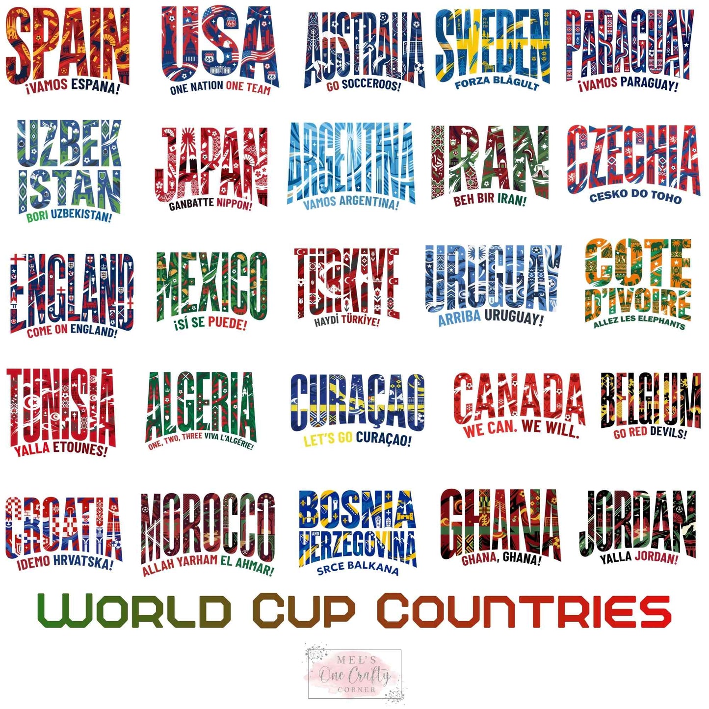 World Cup Countries (50 options) - DTF Transfer