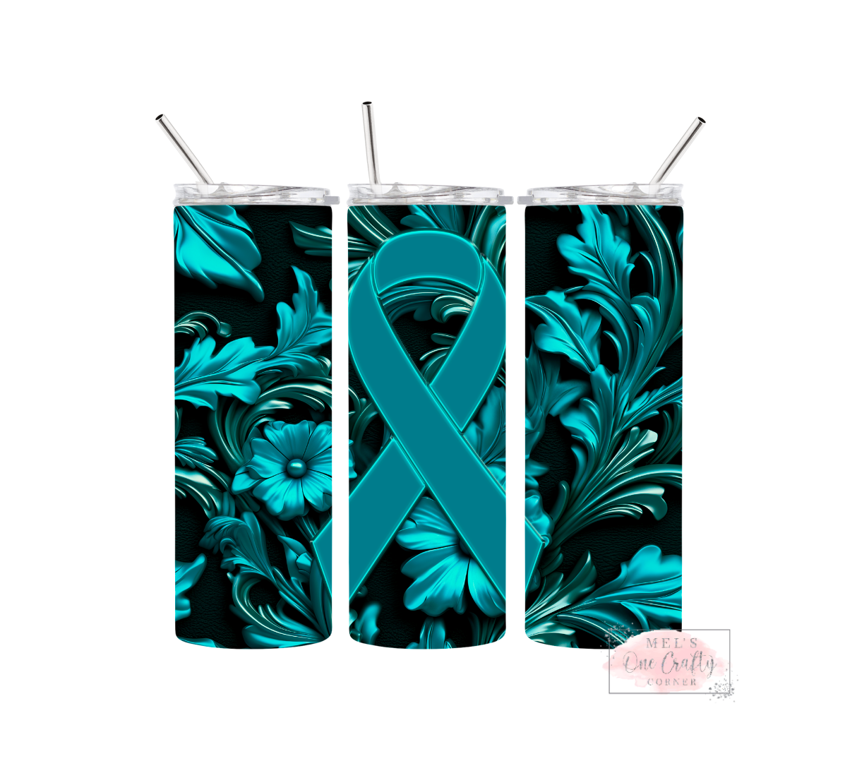 Sublimation Print Tumbler Wrap - Ovarian Cancer Ribbon