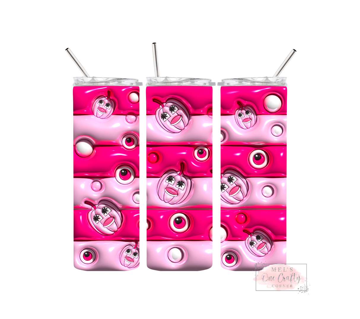 Sublimation Print Tumbler - Pink Boo Eyes