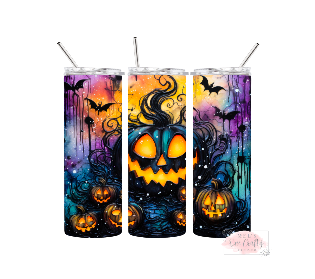 Sublimation Print Tumbler - Black Pumpkin