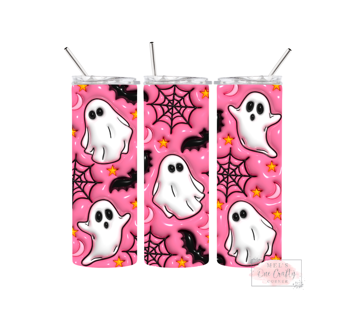 Sublimation Print Tumbler - Pink Webs