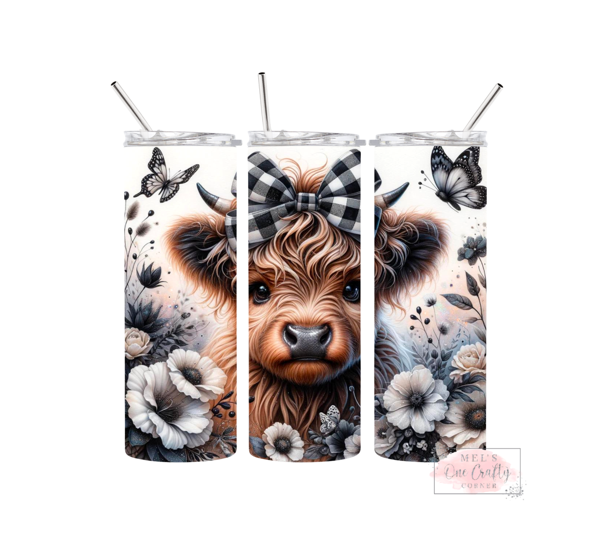 Sublimation Print Tumbler Wrap - Highland Black Bow