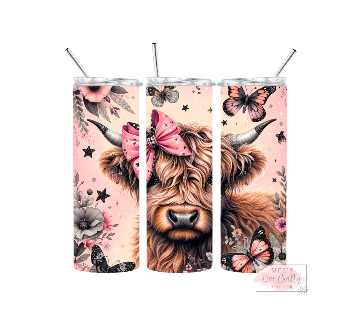 Sublimation Print Tumbler Wrap - Highland Retro Bow