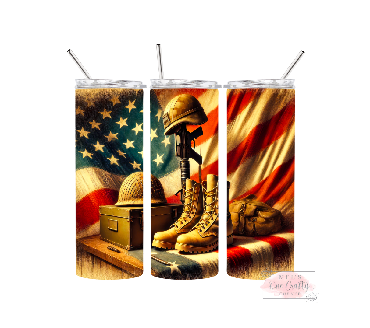 Sublimation Print Tumbler Wrap - Military Flag Boots