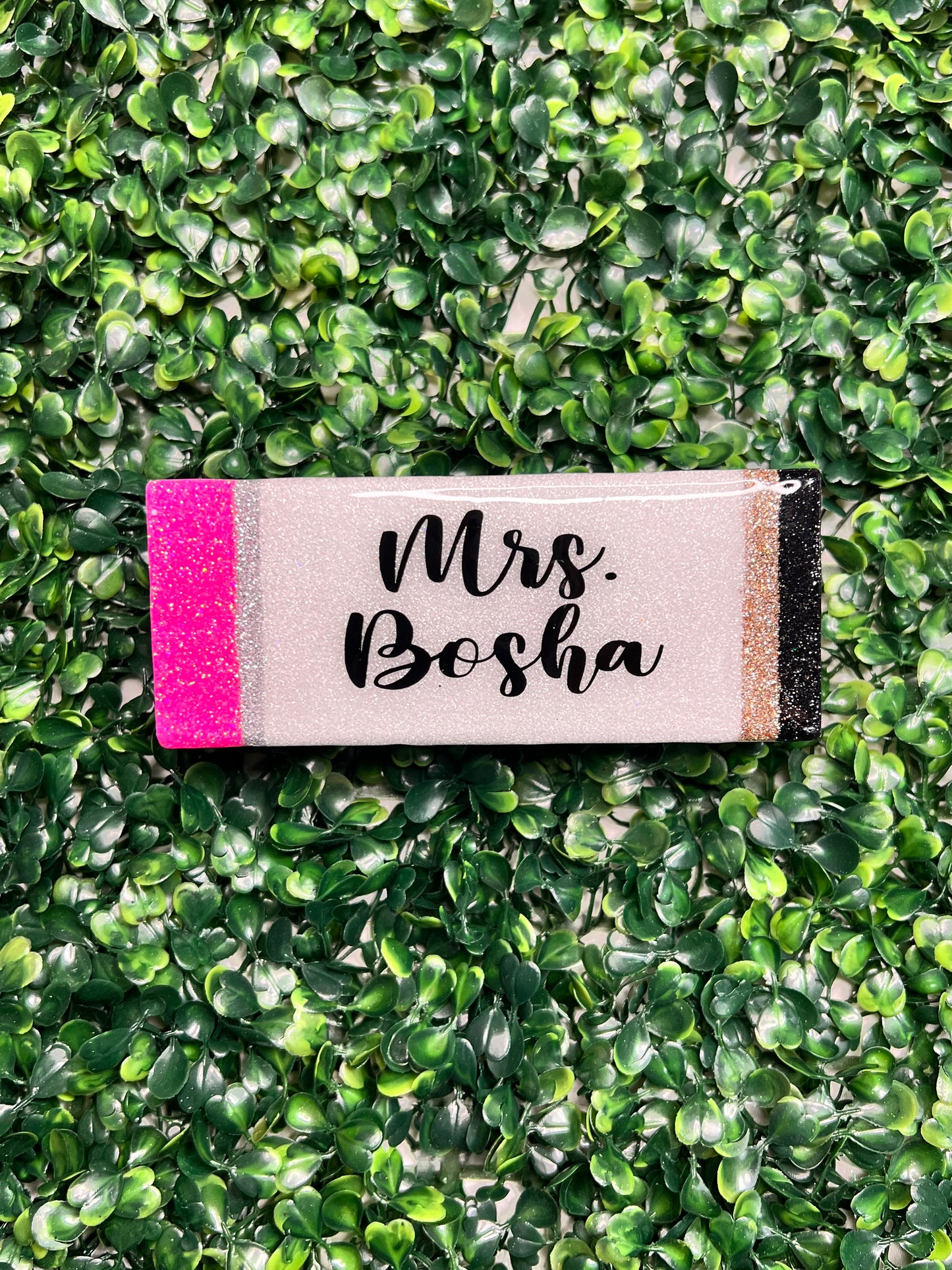 White Pencil Personalized Glitter Eraser