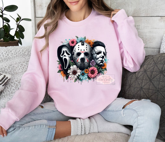 Floral Horror Crew Neck Sweater