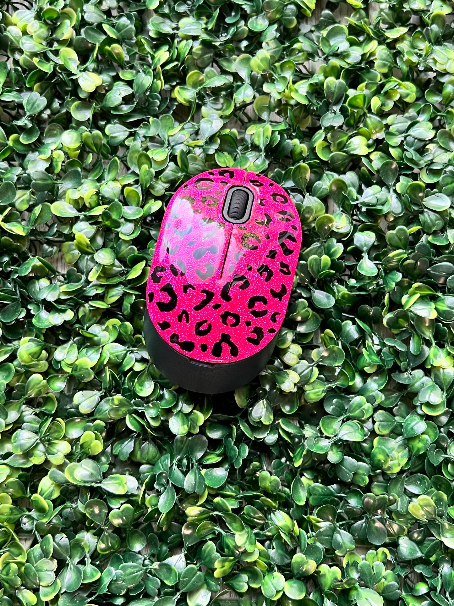 Leopard Wireless Glitter Mouse