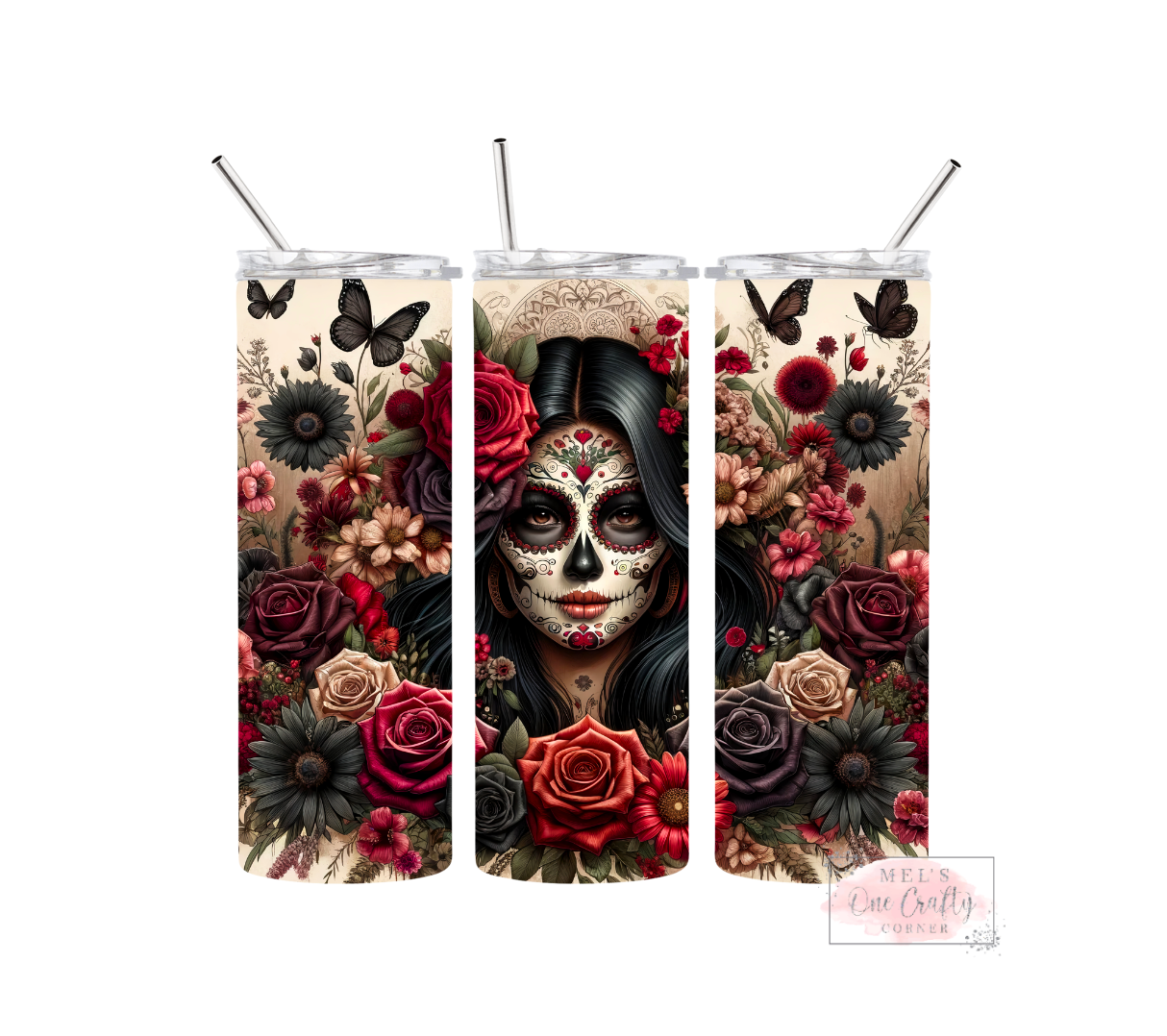 Sublimation Print Tumbler - Flower Skull