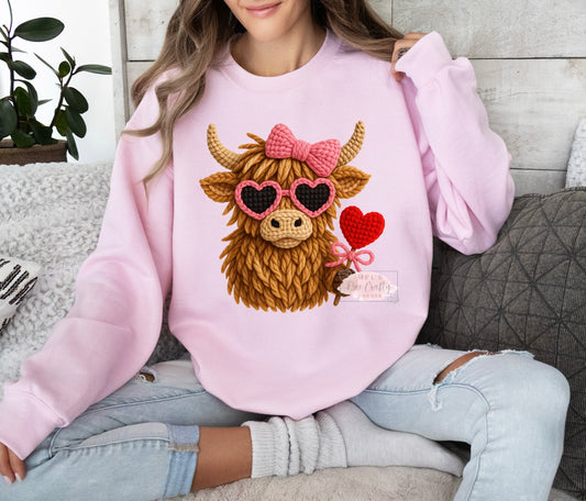 Faux Yarn Highland Crew Neck Sweater