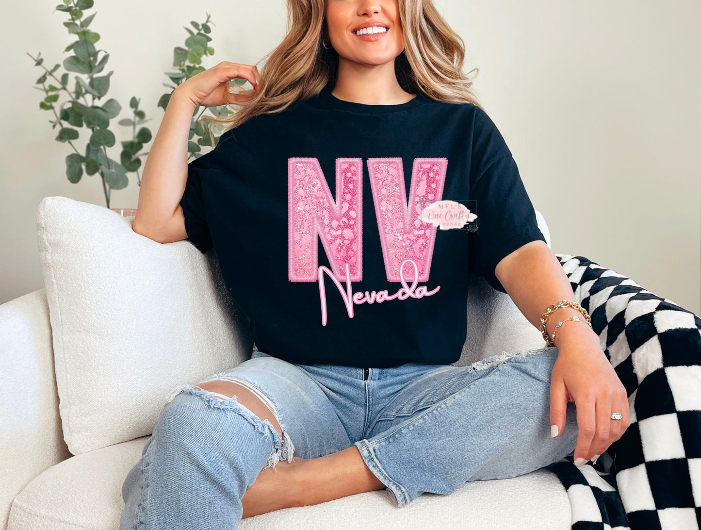 Faux Embroidery Leopard State Shirt