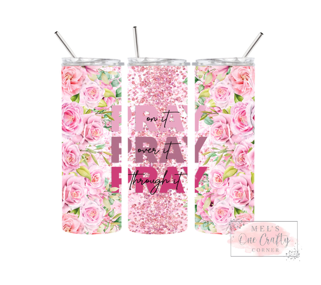 Sublimation Print Tumbler Wrap - Pray Rose