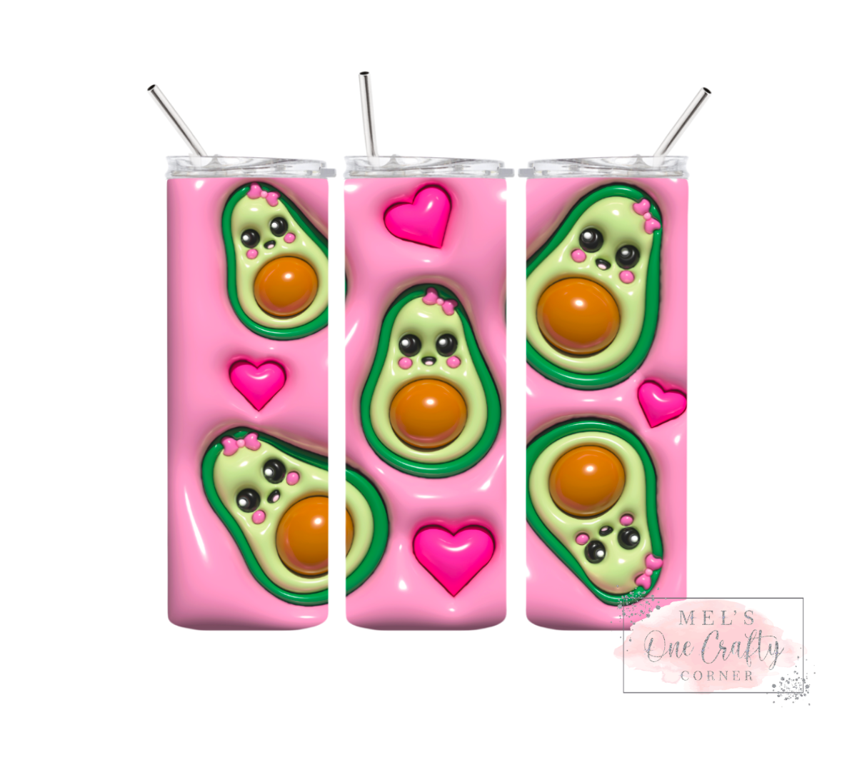 Sublimation Print Tumbler Wrap - Pink Avocado