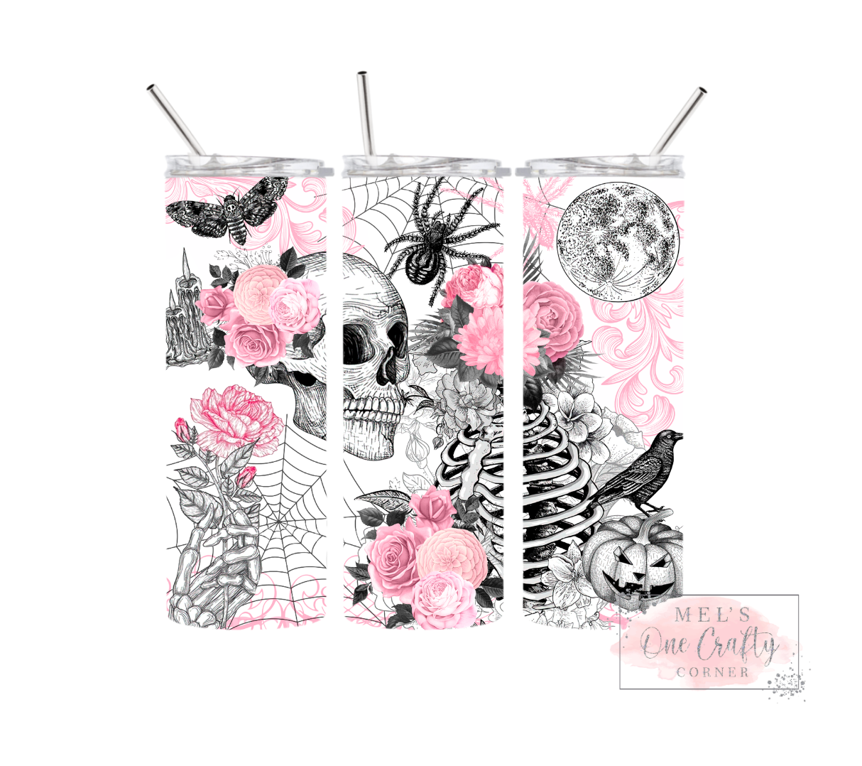 Sublimation Print Tumbler Wrap - Pink Skull