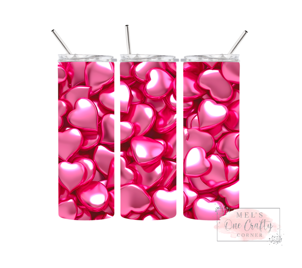 Hot Pink Hearts Tumbler