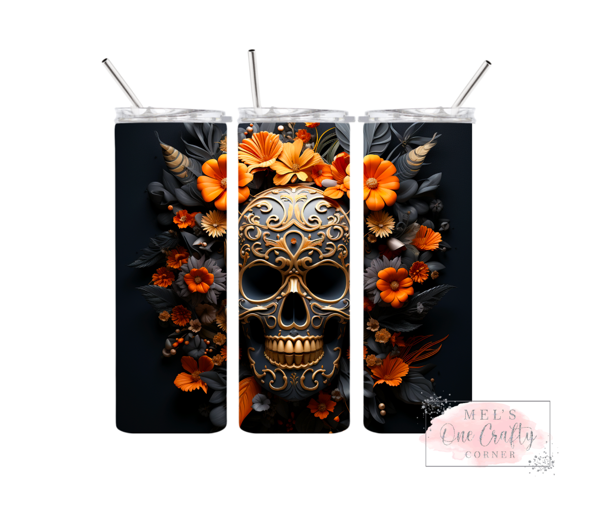 Sublimation Print Tumbler Wrap - Floral Skull Bundle (12 prints)