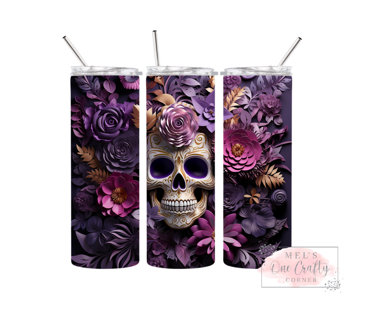 Sublimation Print Tumbler Wrap - Floral Skull Bundle (12 prints)