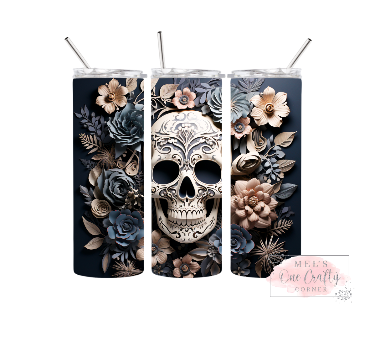 Sublimation Print Tumbler Wrap - Floral Skull Bundle (12 prints)