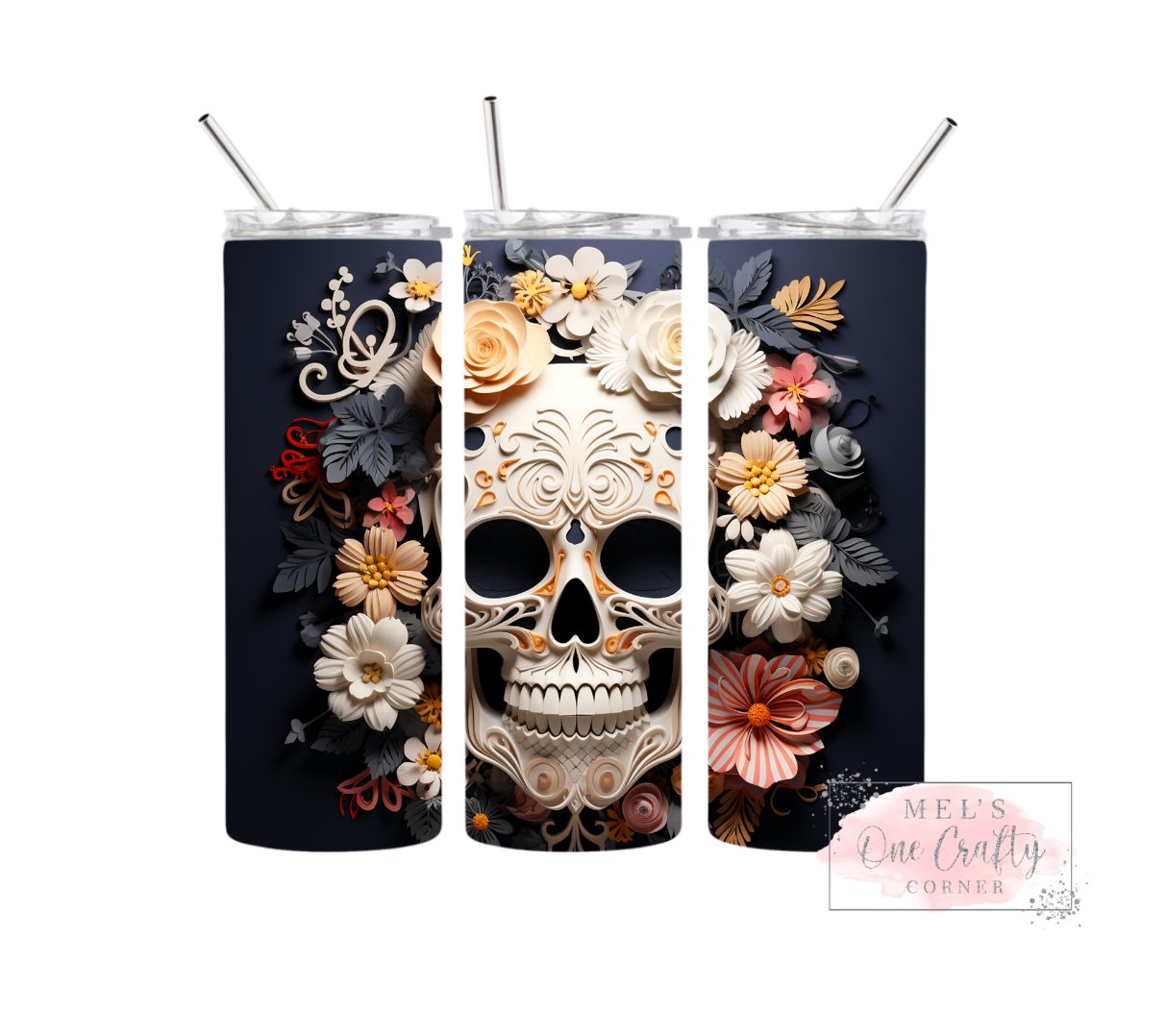 Sublimation Print Tumbler Wrap - Floral Skull Bundle (12 prints)