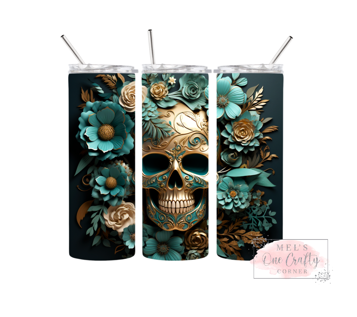 Sublimation Print Tumbler Wrap - Floral Skull Bundle (12 prints)