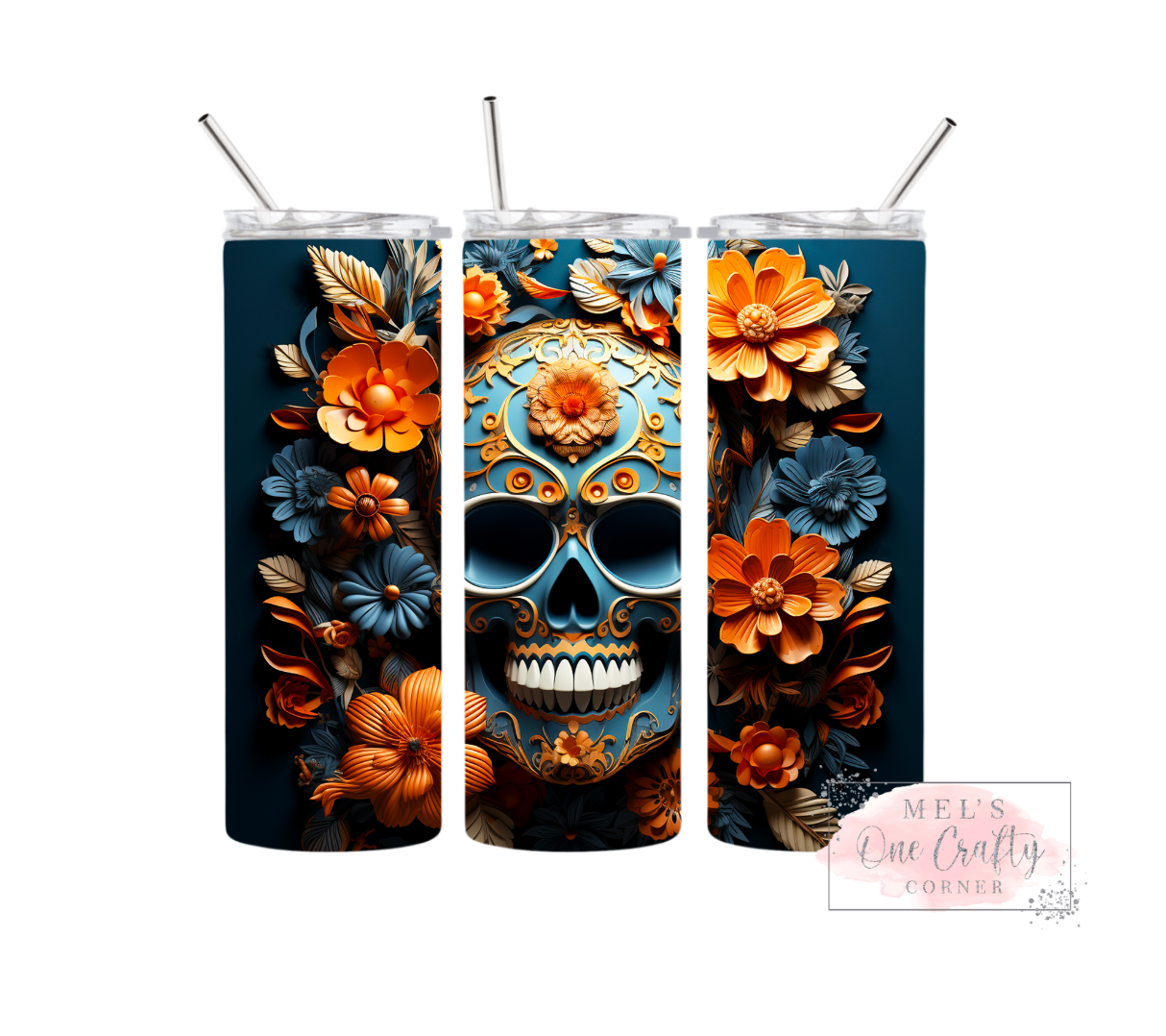 Sublimation Print Tumbler Wrap - Floral Skull Bundle (12 prints)