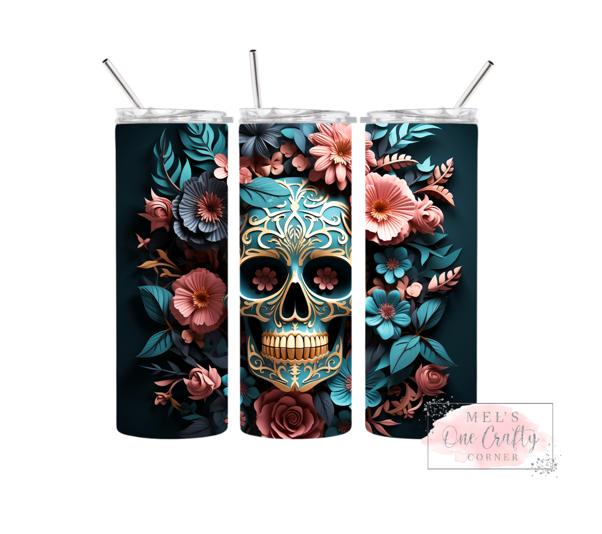 Sublimation Print Tumbler Wrap - Floral Skull Bundle (12 prints)