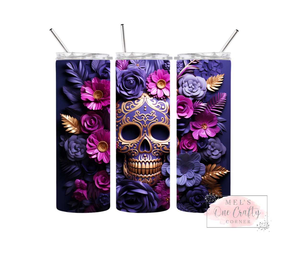 Sublimation Print Tumbler Wrap - Floral Skull Bundle (12 prints)