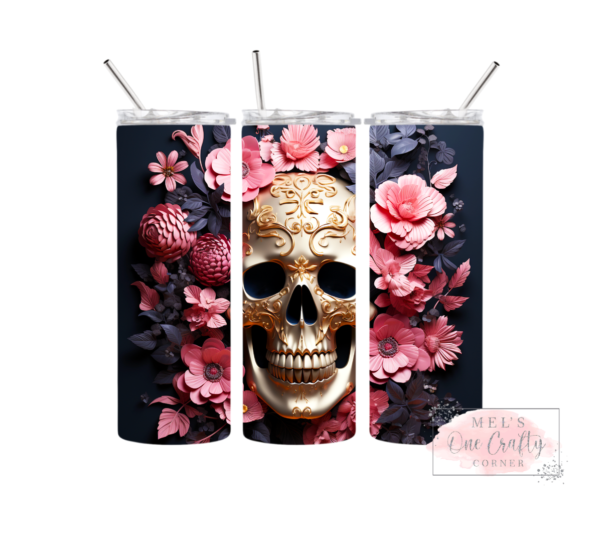 Sublimation Print Tumbler Wrap - Floral Skull Bundle (12 prints)