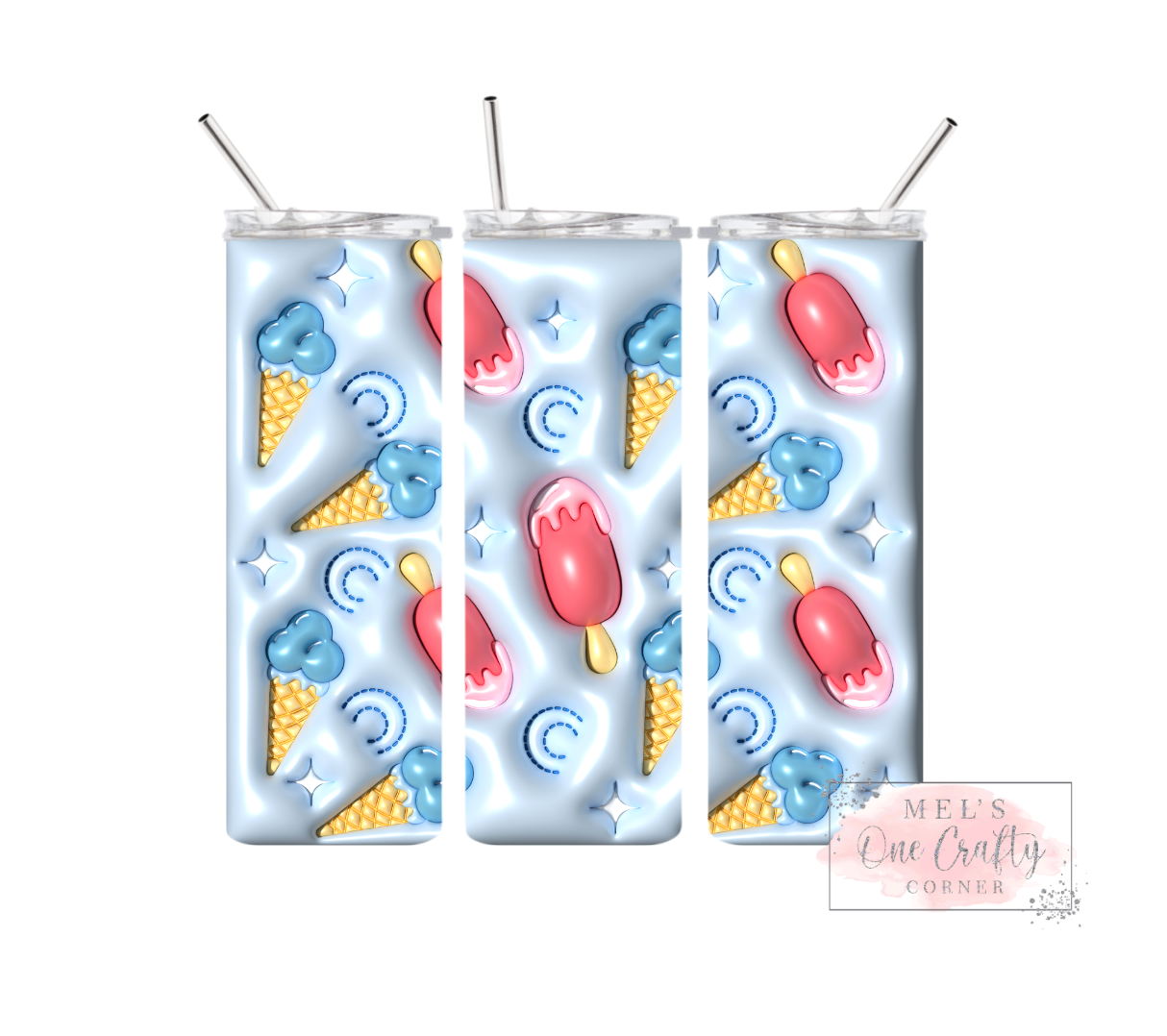 Sublimation Print Tumbler Wrap - Blue Ice Cream