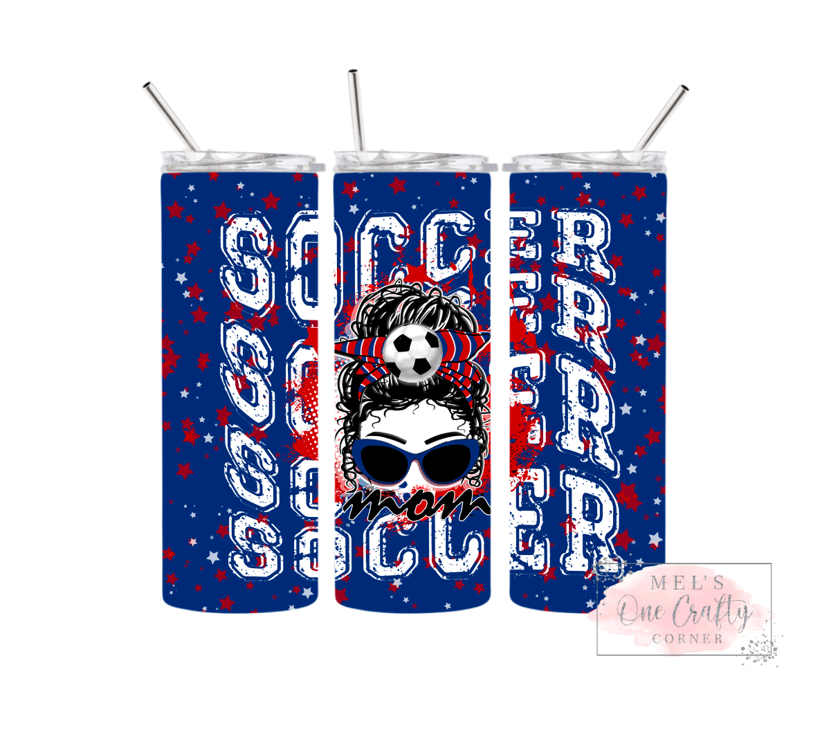 Sublimation Print Tumbler - Soccer Mom Messy Bun