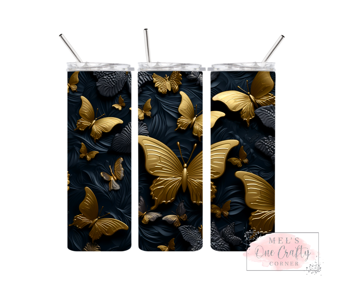 Sublimation Print Tumbler - Dark Butterfly