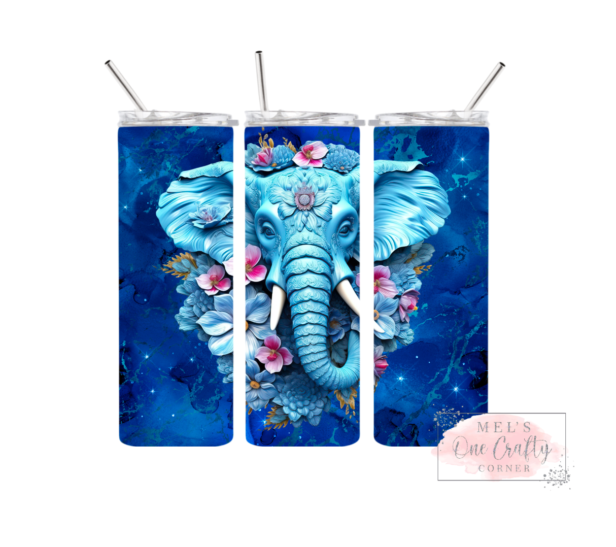 Sublimation Print Tumbler - Bejewled Elephant